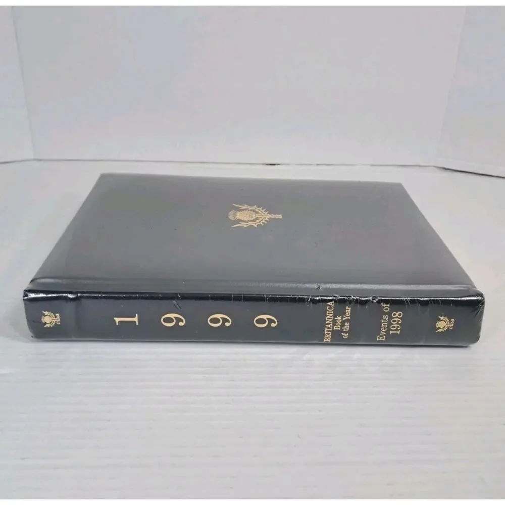 1999 Britannica Book of the Year Events of 1998 Black Leather Encyclopedia NEW